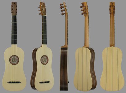 4-course flat-back Renaissance guitar