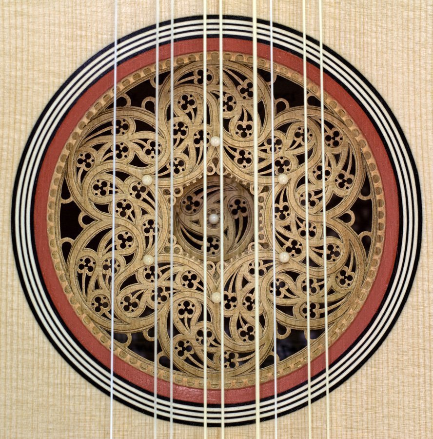5-course baroque guitar with kingwood sides: rose