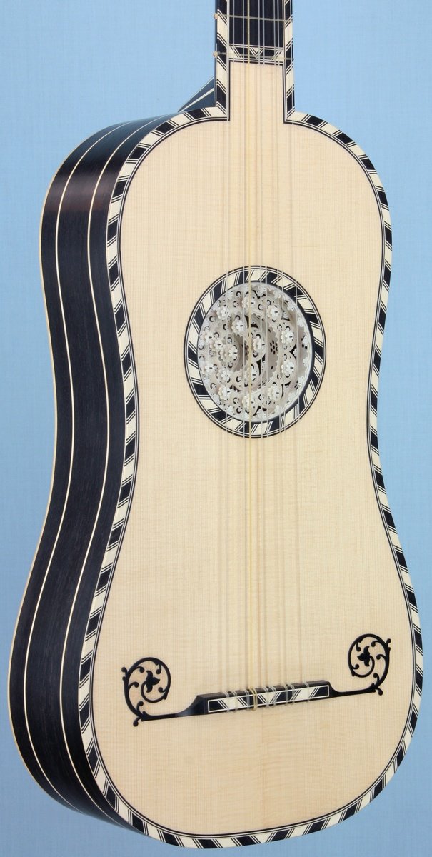 Voboam model baroque guitar soundboard in perspective view