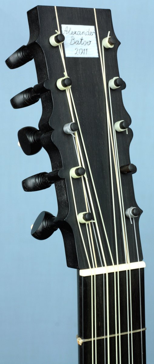 Voboam model baroque guitar peg head in perspective view