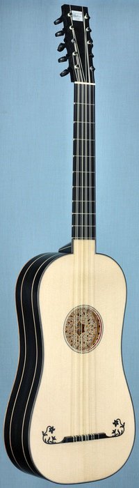 Voboam model baroque guitar front view in perspective