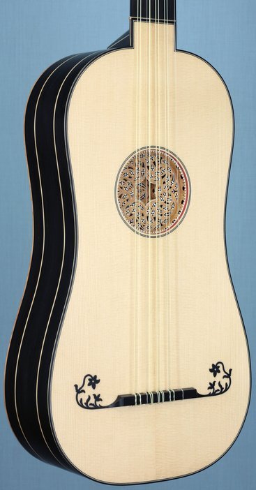 Voboam model baroque guitar soundboard in perspective view