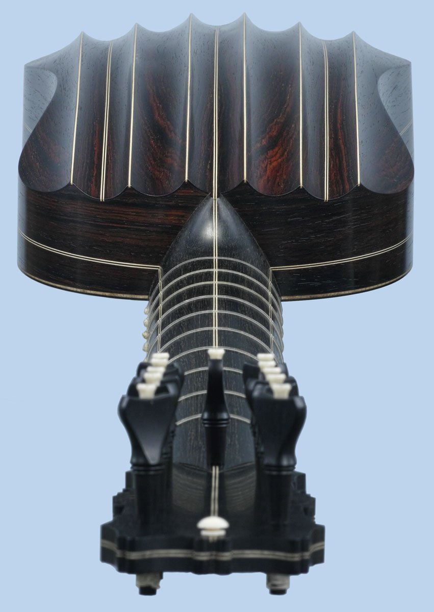 flutedback Dias vihuela peghead, neck and body endview