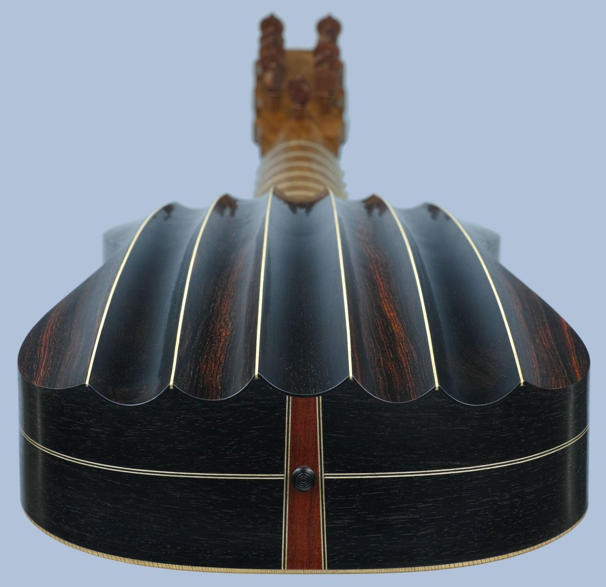 Fluted-back vihuela de mano, body end view