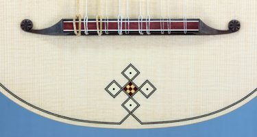 Viola da mano 'dai Libri' model bridge and smaller soundboard inlay detail