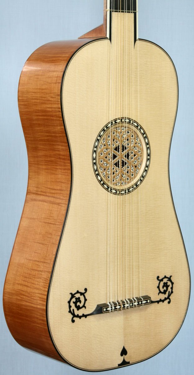 Stradivari guitar body front view in perspective