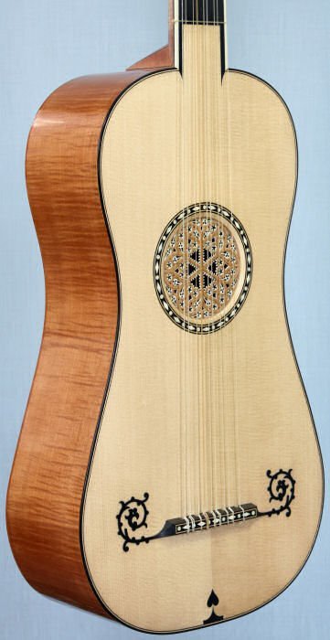 Stradivari guitar body front view in perspective